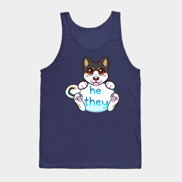 Doggy Pronouns - He/They Tank Top by leashonlife